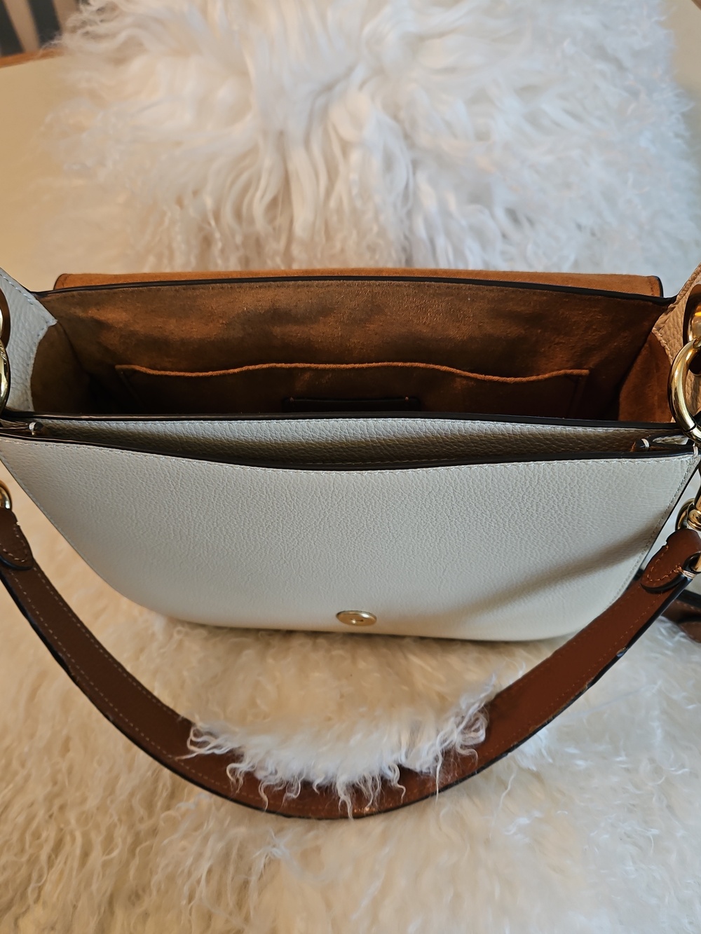 Coach Colorblock Leather Saddle Bag in Burgundy & Cream - Picture 8 of 11